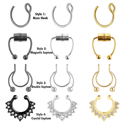 Magnetic non piercing nose hoop for easy wear