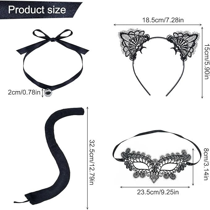 Masquerade cat mask ears accessory for costume parties