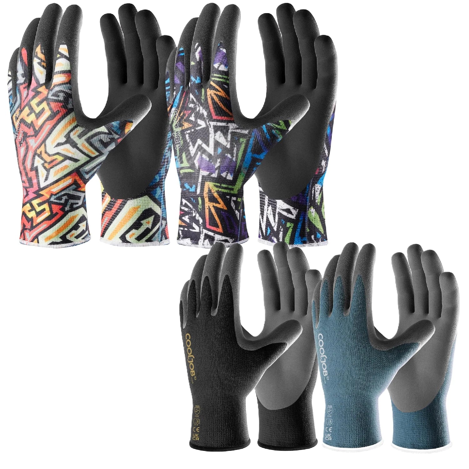 Close up anti slip grip mechanic work gloves for tools handling