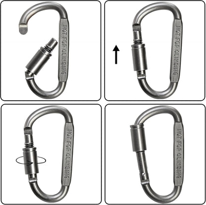 Metal carabiner D ring used for outdoor gear attachment