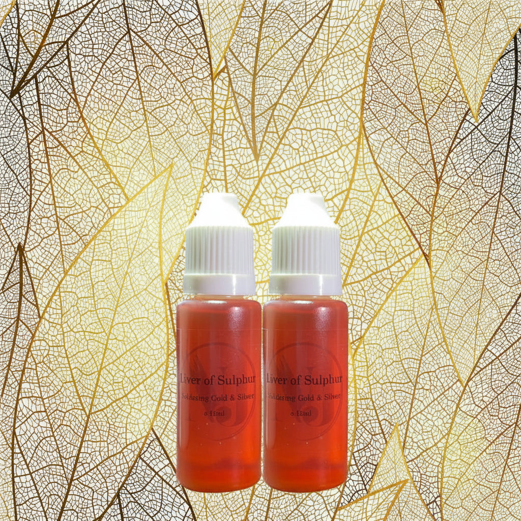 Dropper bottle containing metal patina liquid solution close up