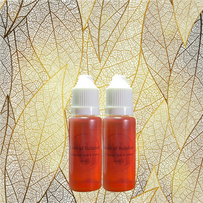 Dropper bottle containing metal patina liquid solution close up