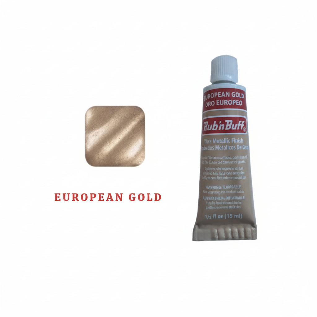 Metallic wax creating antique finish on surface