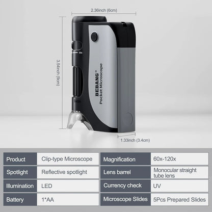 Pocket microscope packaging display for UK product listing