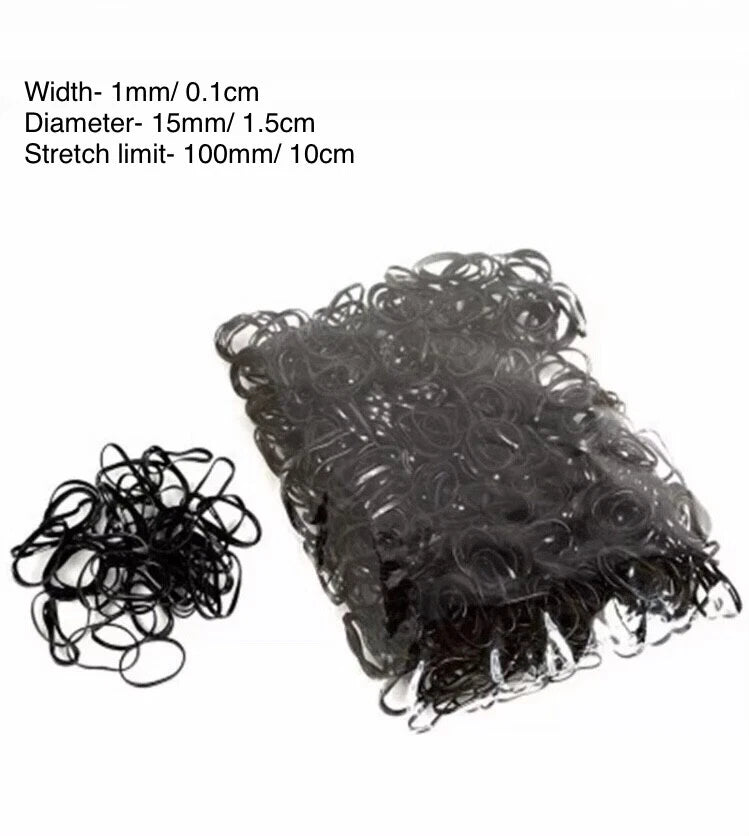 Mini black hair elastics rubber bands for braiding and styling