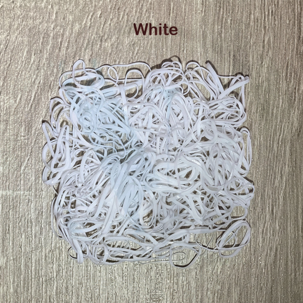 Colorful mini hair elastics pack arranged for display
