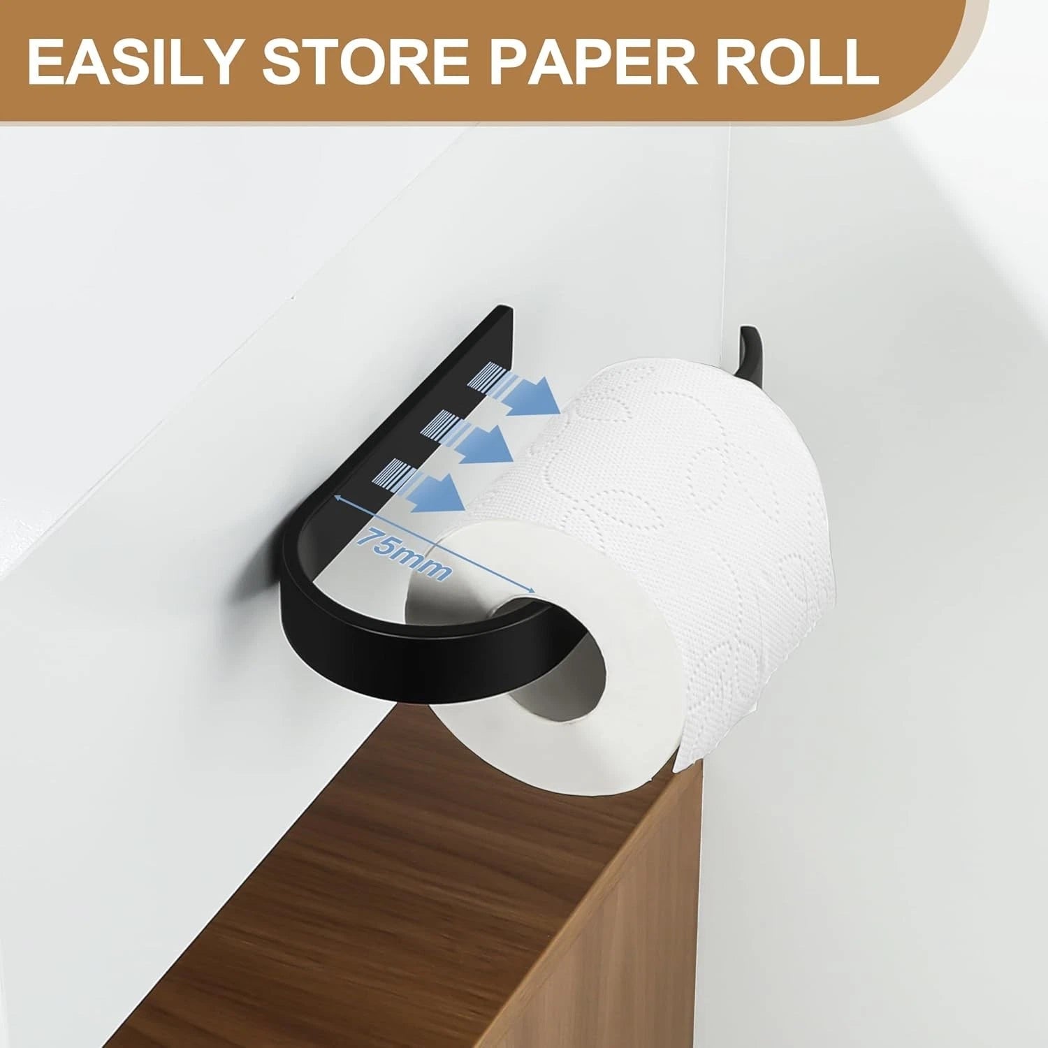 Minimalist adhesive towel bar design in modern bathroom setup