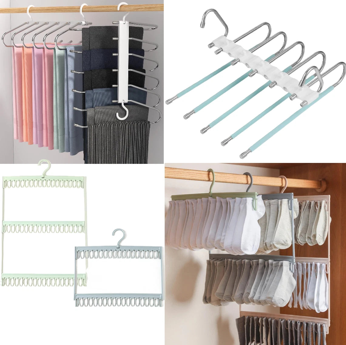 Multi layer trouser hanger closet organizer space saving design