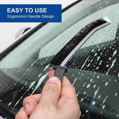 Crevice cleaning brush used on multiple surfaces like tiles and sinks