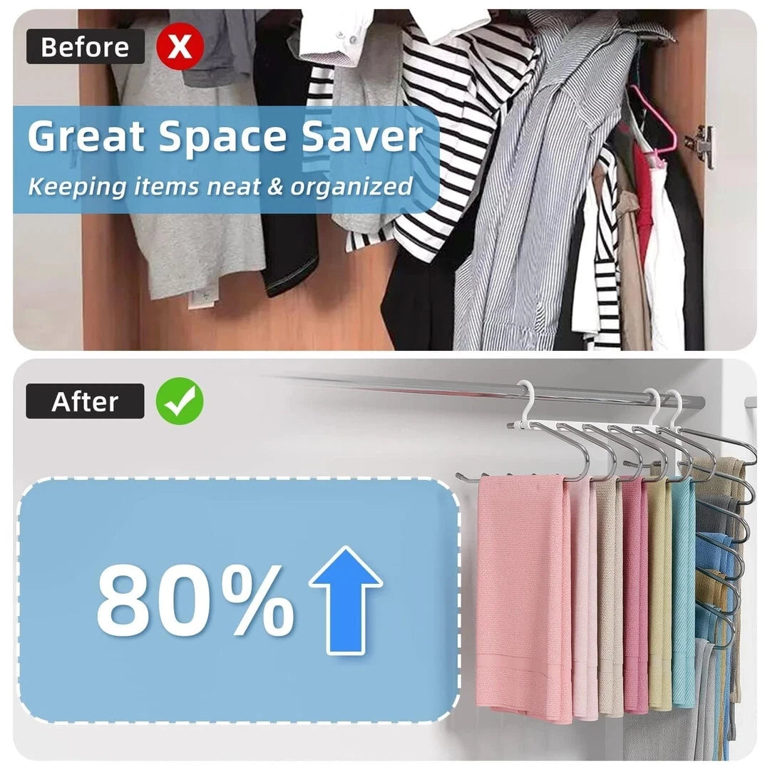 Multi trouser hanger with easy access design for quick clothing removal