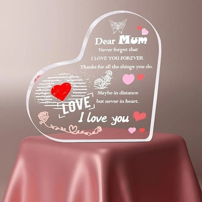 Mum heart shaped acrylic plaque gift for special occasions