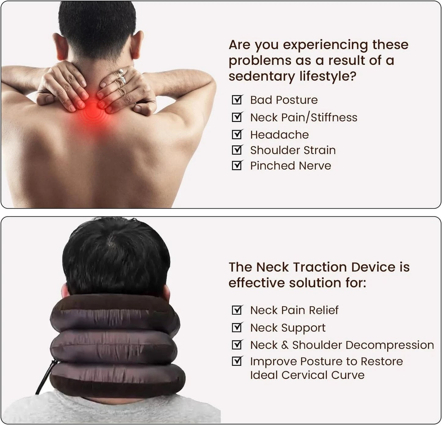 Side view of adjustable neck traction collar support device