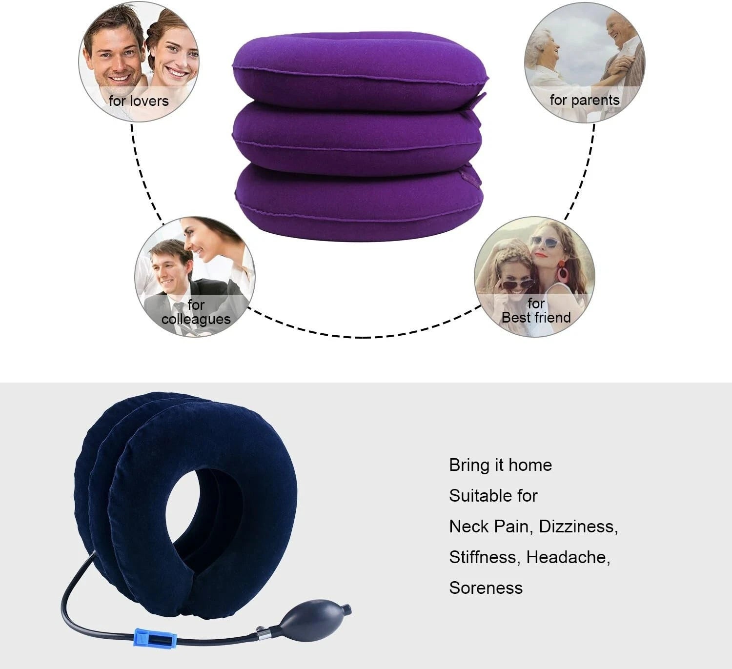Portable neck traction device for travel and daily use