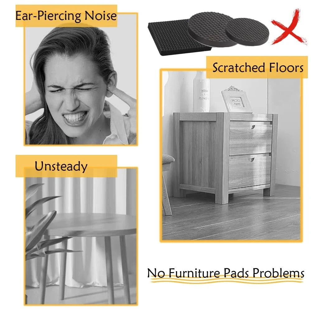 Furniture pads reducing noise when moving chairs on hard floors