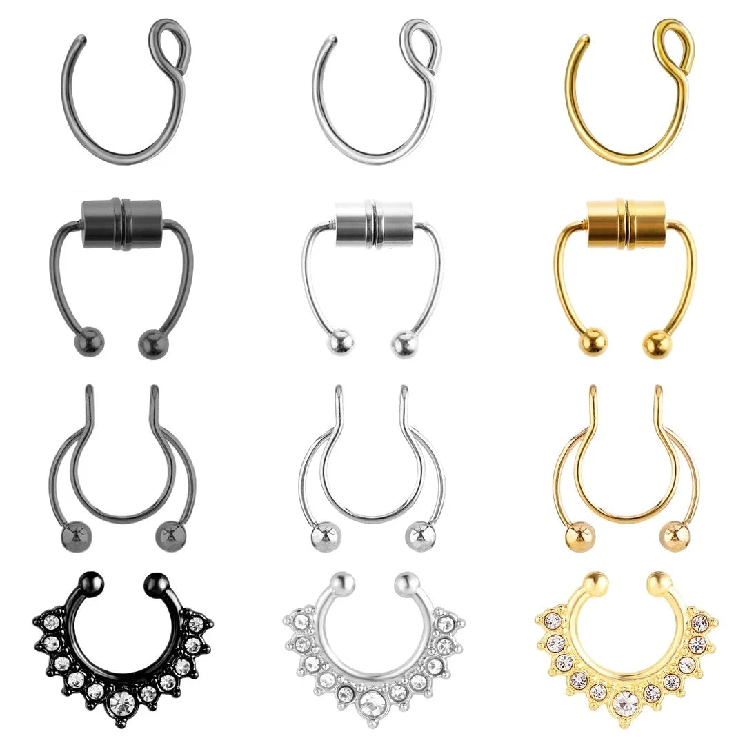 Nose septum ring clicker stylish non piercing jewelry