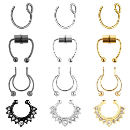 Nose septum ring clicker stylish non piercing jewelry