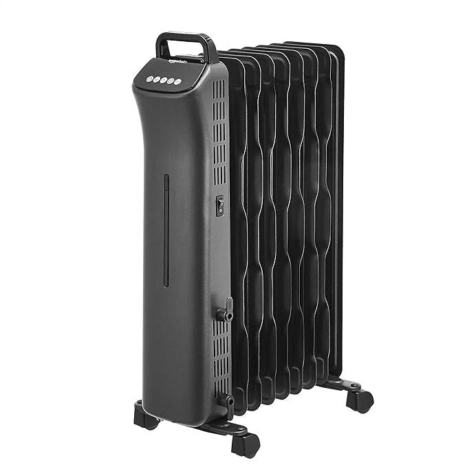 Close-up of oil filled heater fins showing heat design