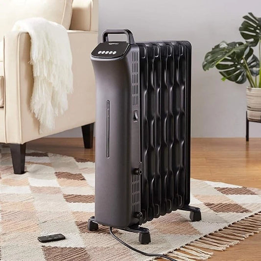 Oil filled radiator heater 2000W front view in modern room