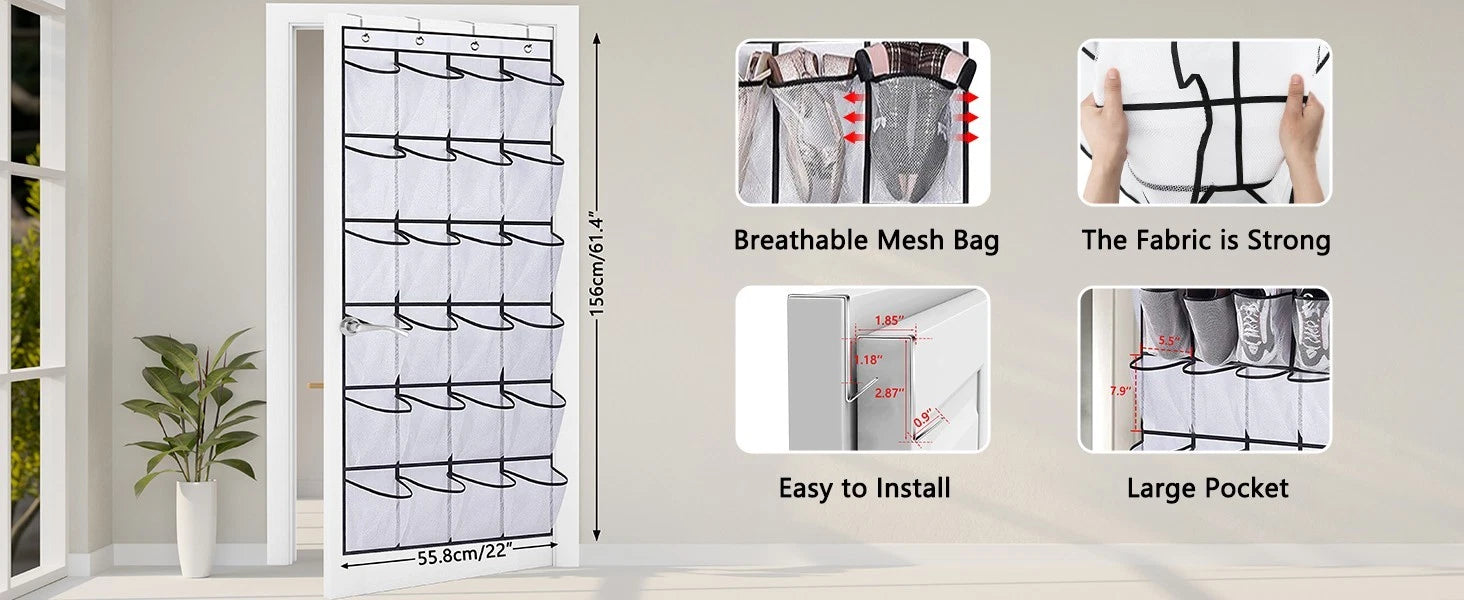 Over door organizer used to store accessories and small items