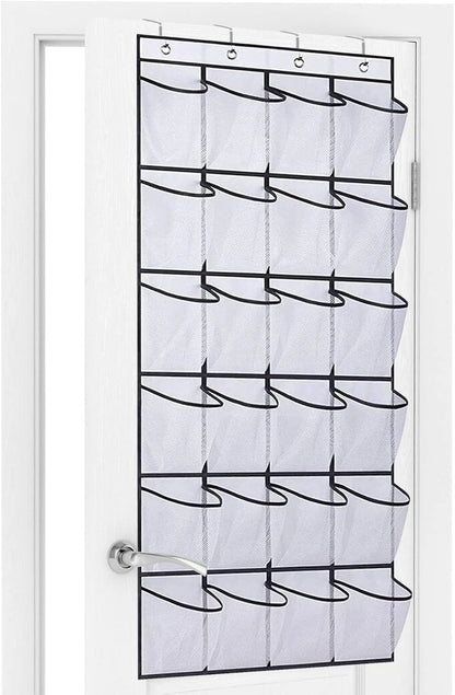 Over door shoe organizer with 24 pockets for storage