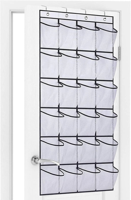 Over door shoe organizer with 24 pockets for storage