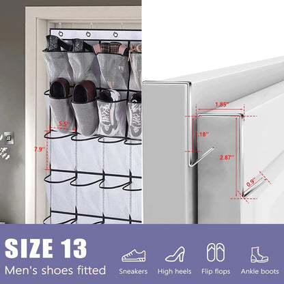 Close-up of over door storage organizer pocket design