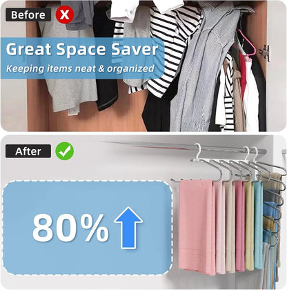 Pants hanger helping declutter closet and organize clothing