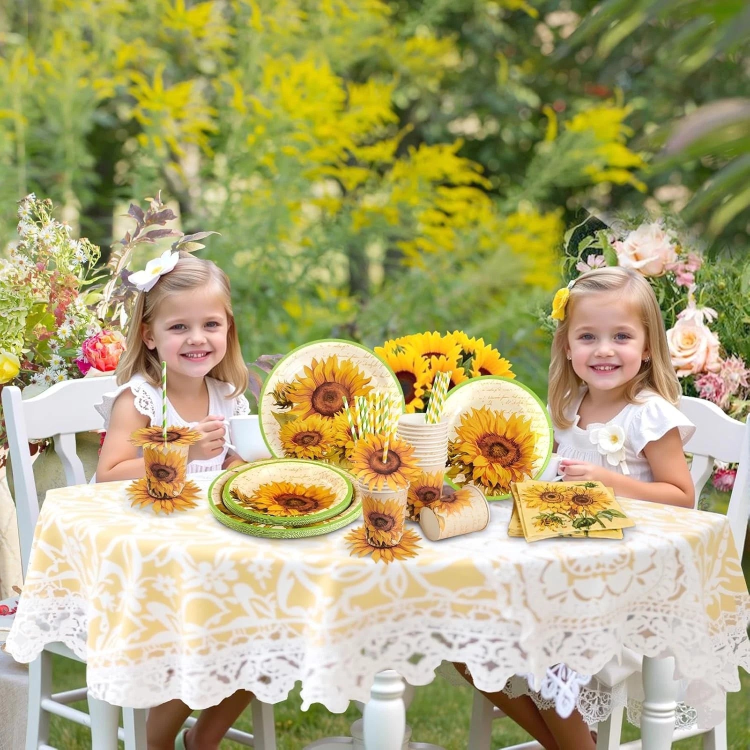Party plates cups and cutlery set for guests