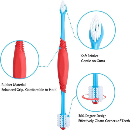 Double ended pet tooth cleaning tool used for removing plaque and tartar