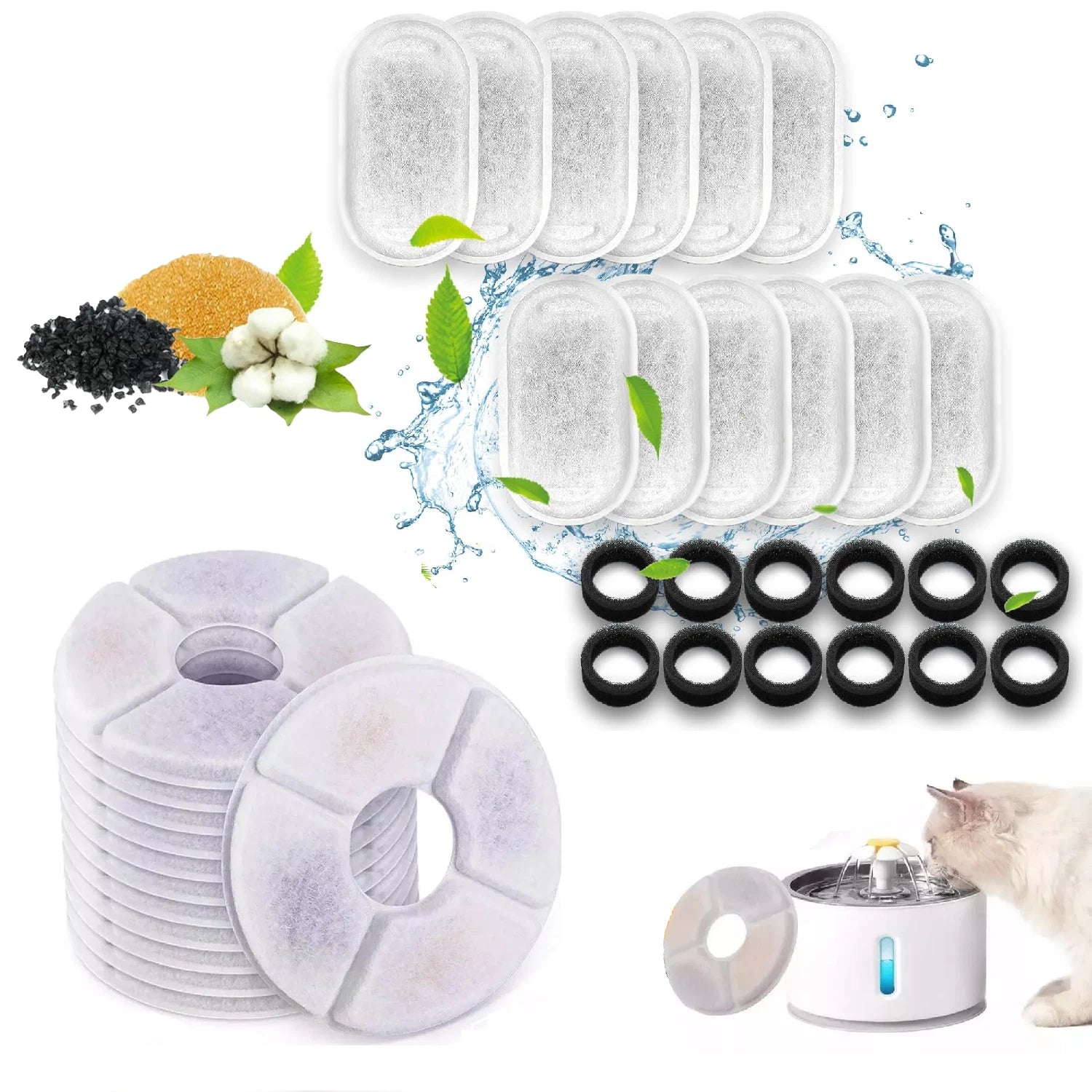 Pet water fountain carbon filters for clean drinking water