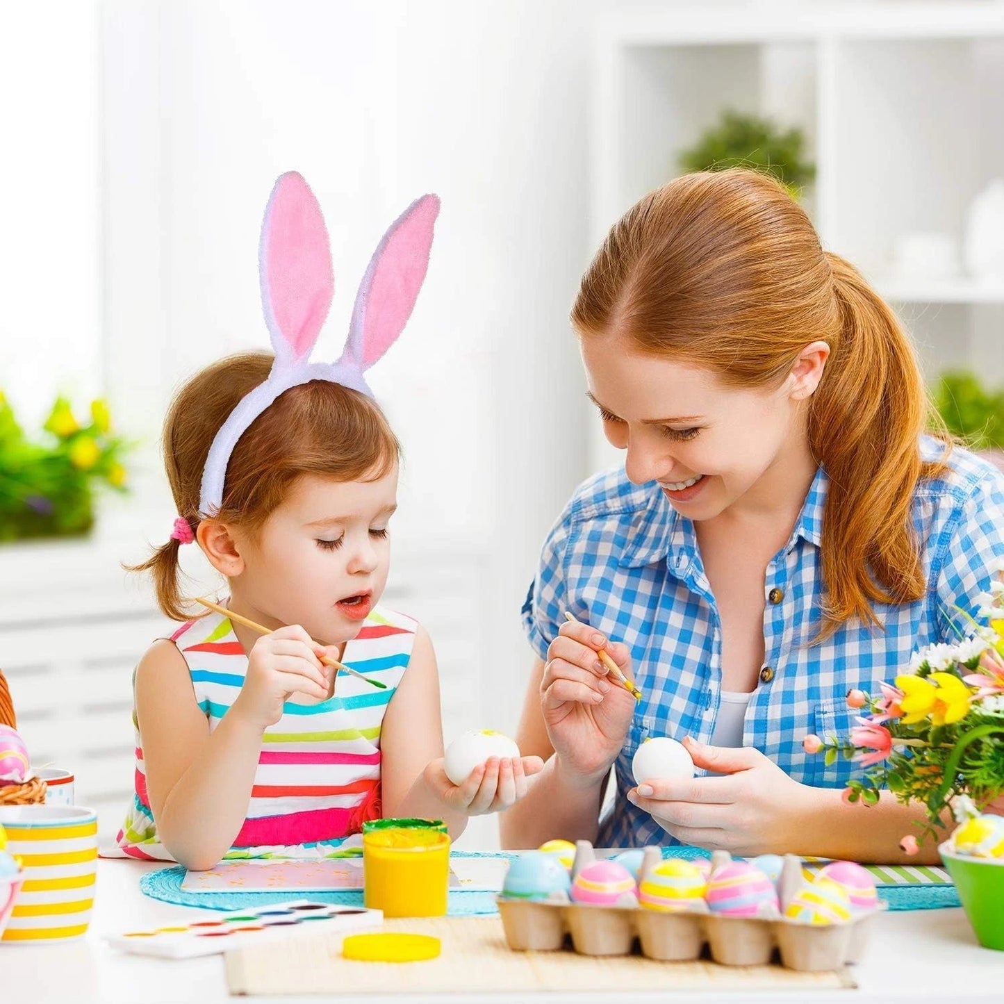 Pink white bunny ears cosplay accessory for kids and adults