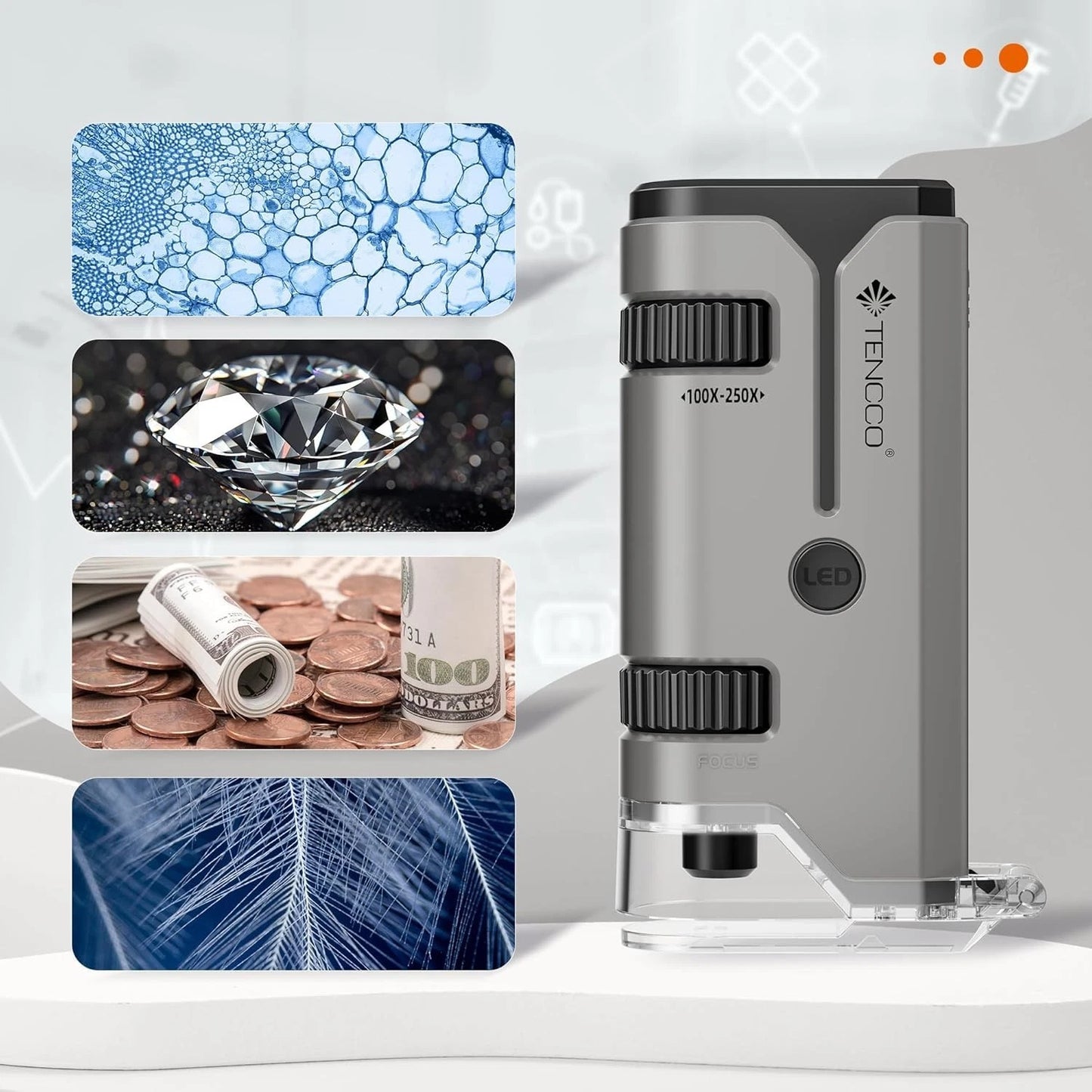 Pocket microscope set with packaging display included