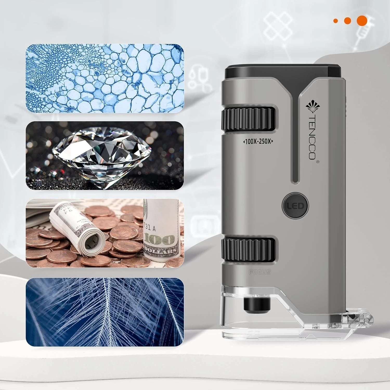 Pocket microscope set with packaging display included