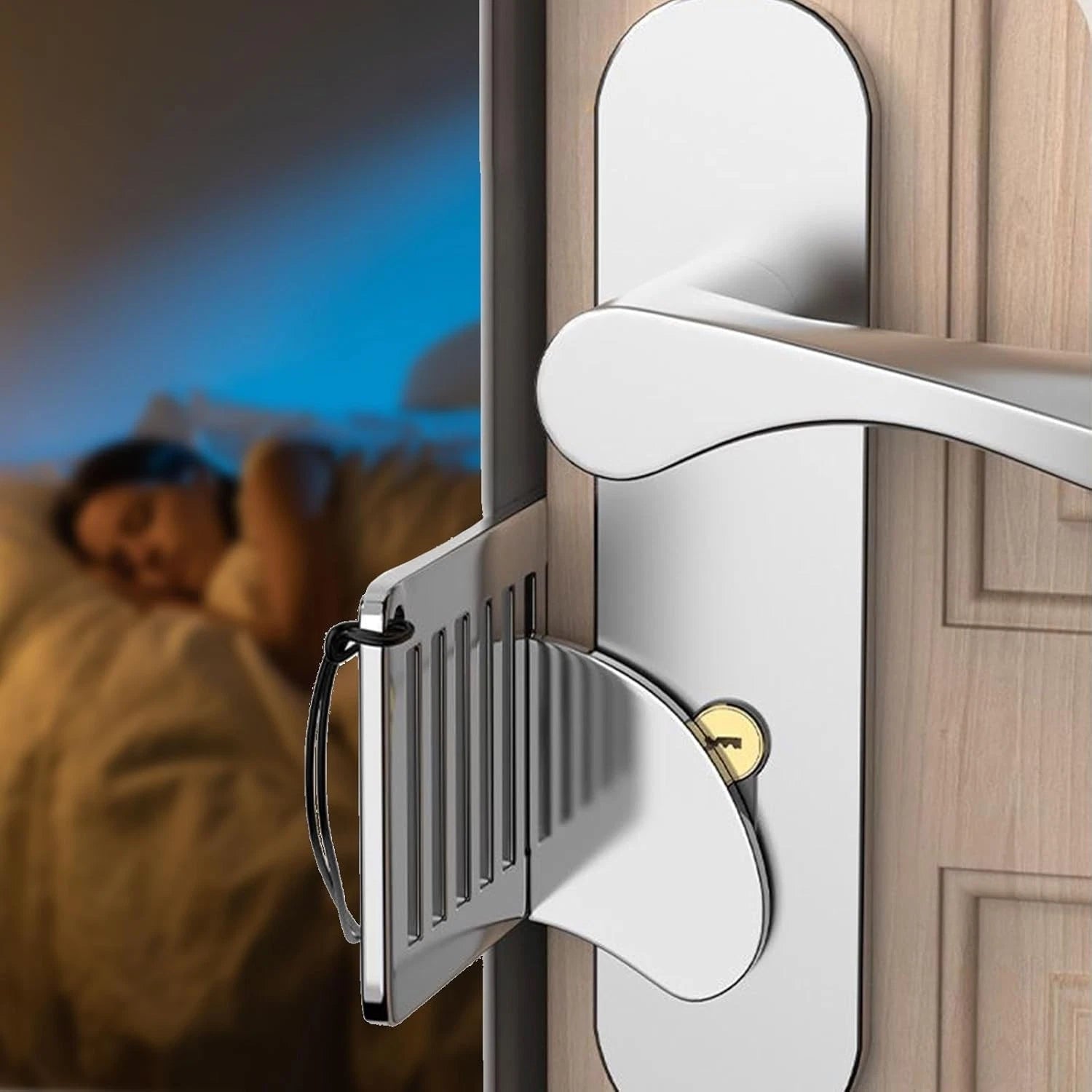 Portable door lock security tool for home and travel safety