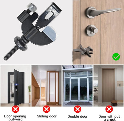 Portable door lock stored in travel bag for easy carrying