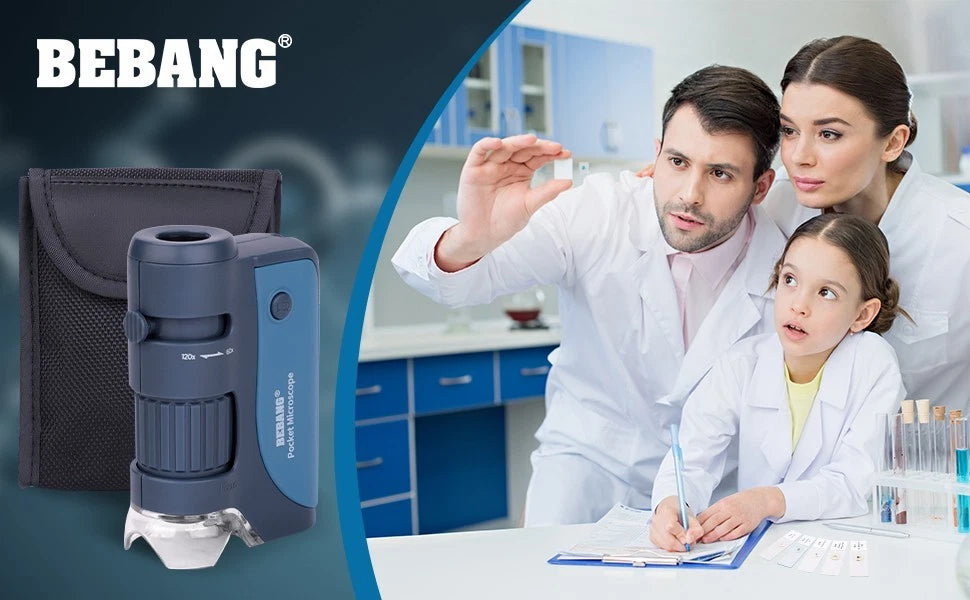 Portable handheld microscope showing zoom function for detailed viewing