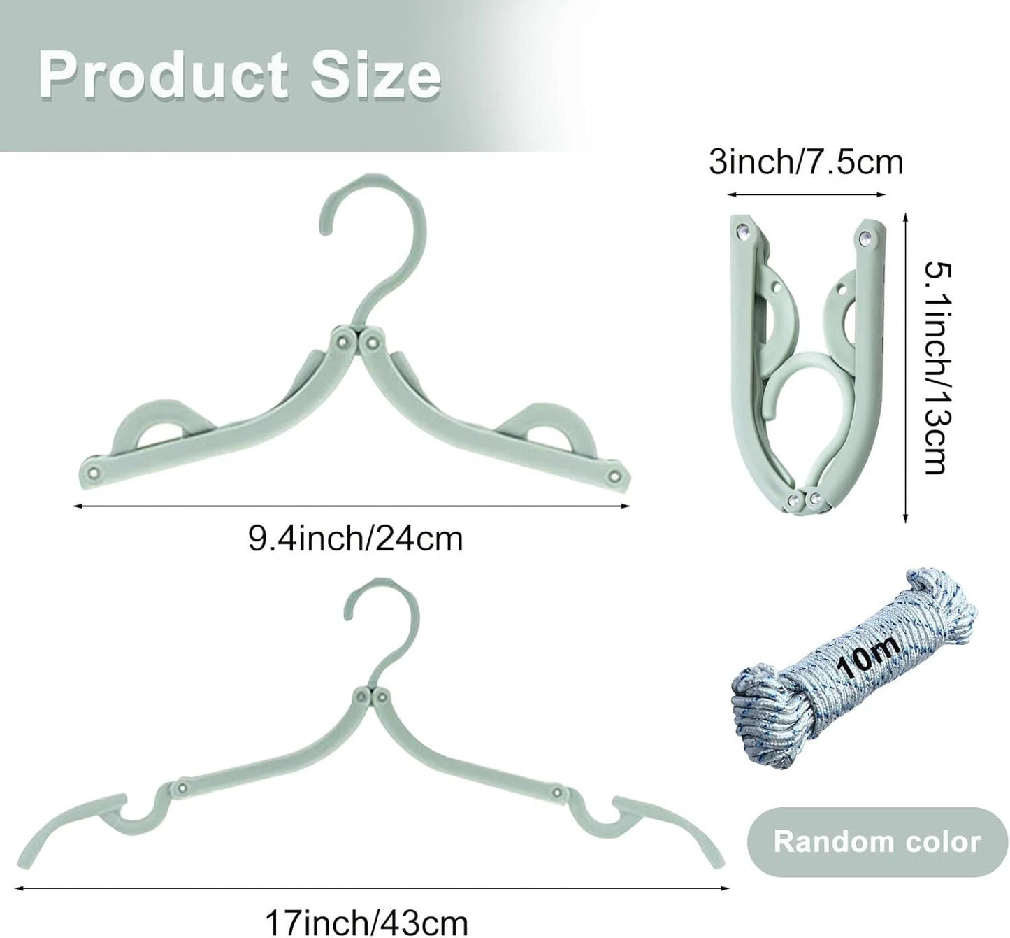 Portable plastic coat hangers shown in folded compact form
