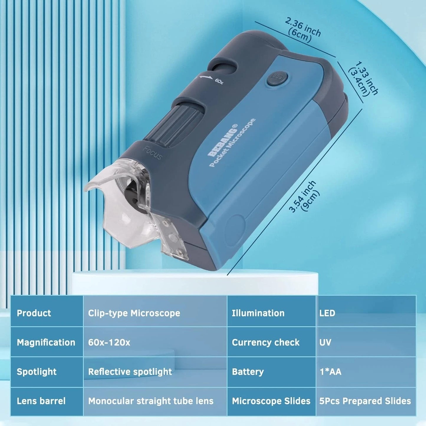 Portable pocket microscope used as educational science toy in school