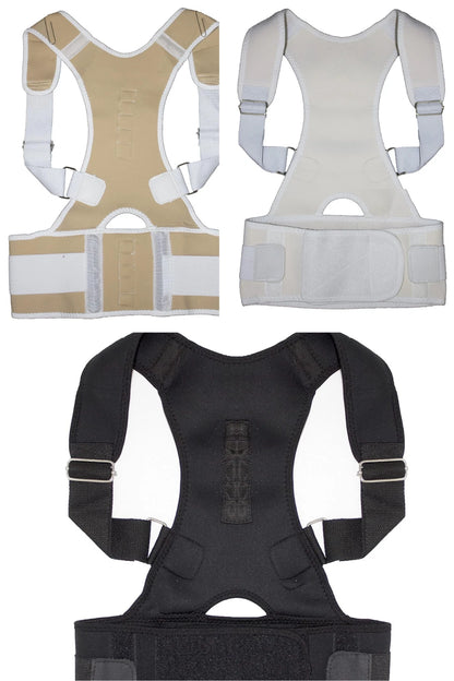 Magnetic posture corrector back brace for spine support and alignment