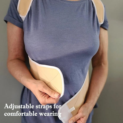 Side view of posture corrector back brace supporting spine alignment