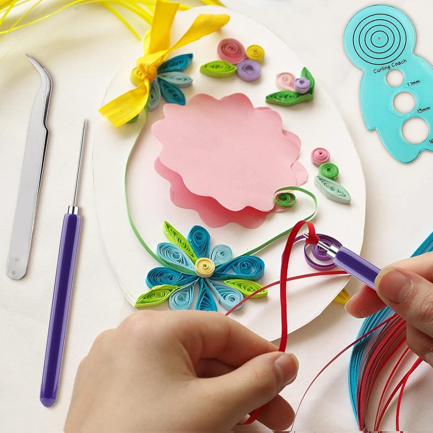Quilling paper craft kit with slotted pen tool set