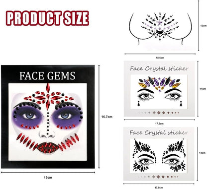 Rave face gems design applied around eyes and forehead