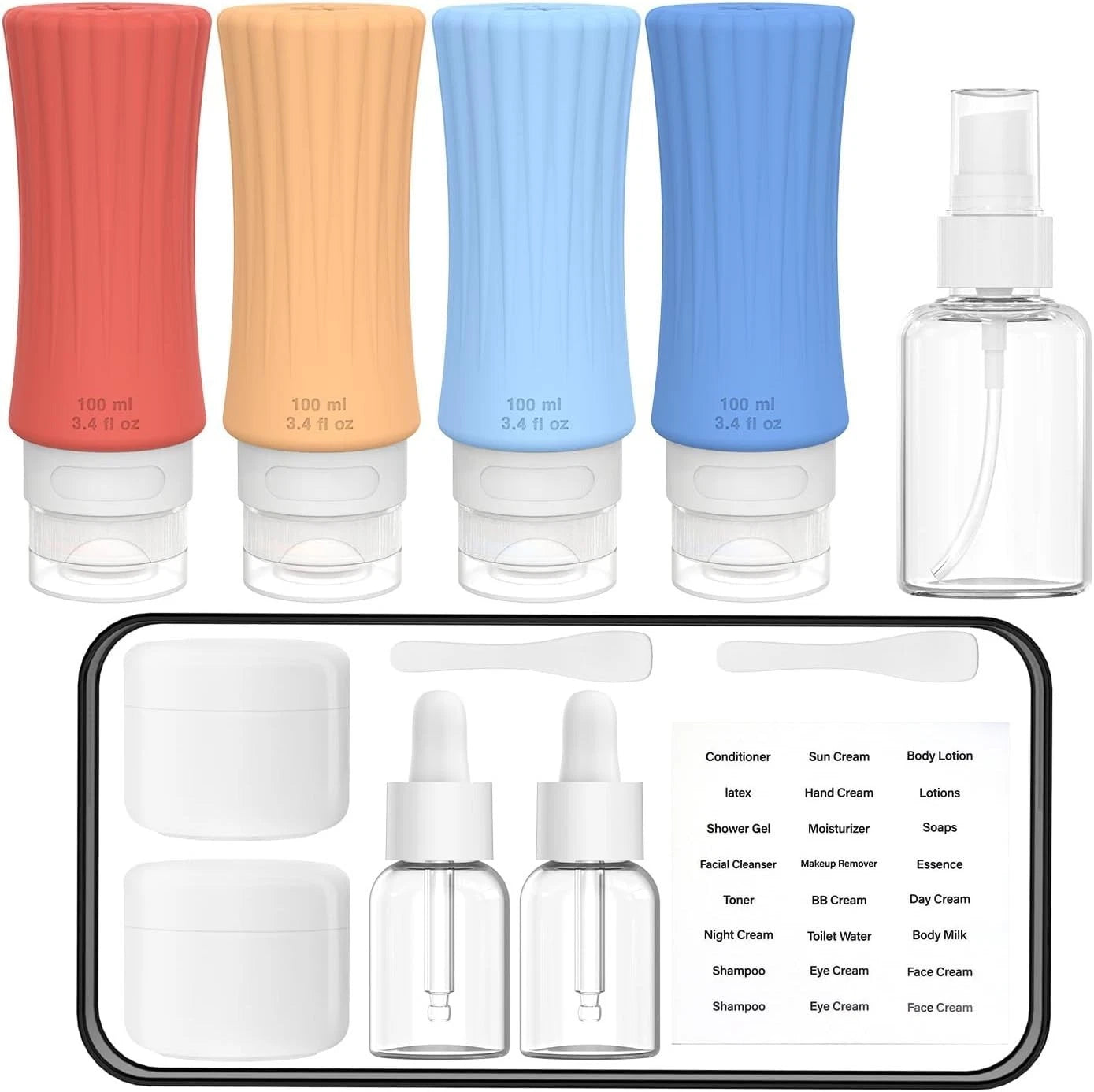 Refillable travel spray bottle for portable toiletries use