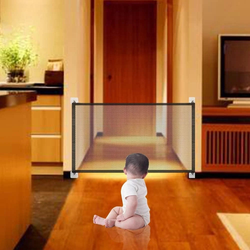 Retractable baby pet safety gate used for home protection