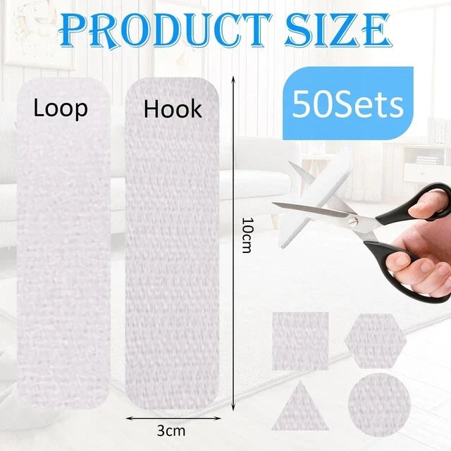 Reusable fastener pads showing strong hook and loop grip