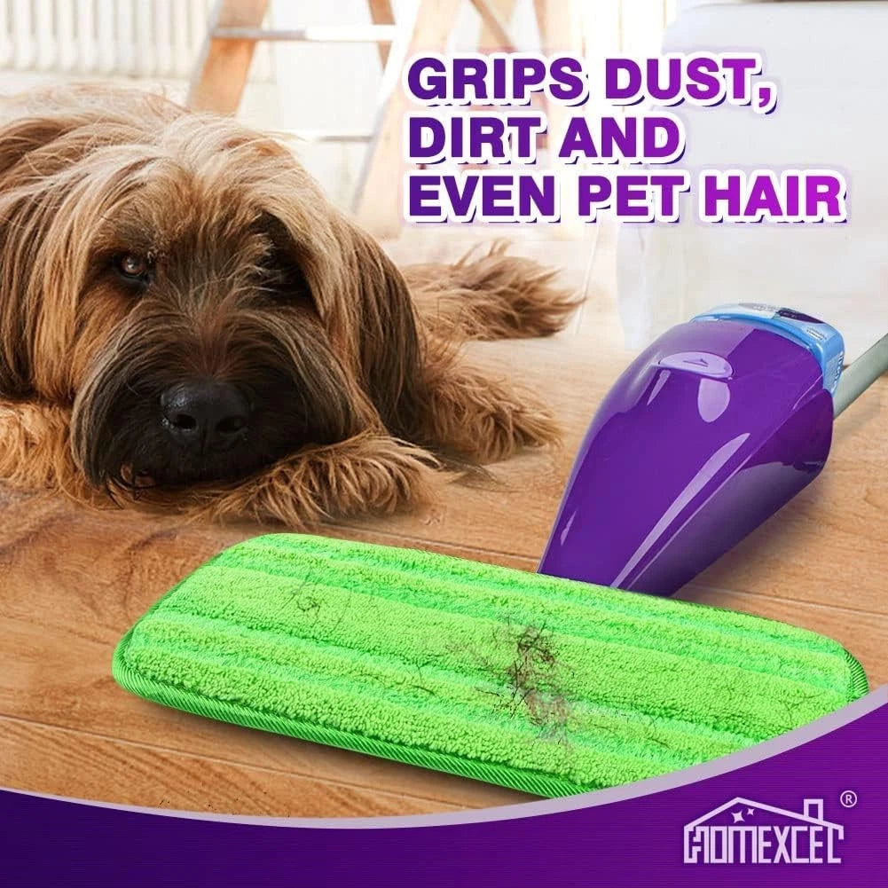 Reusable microfibre mop pads leaving streak free clean on hard floor surface