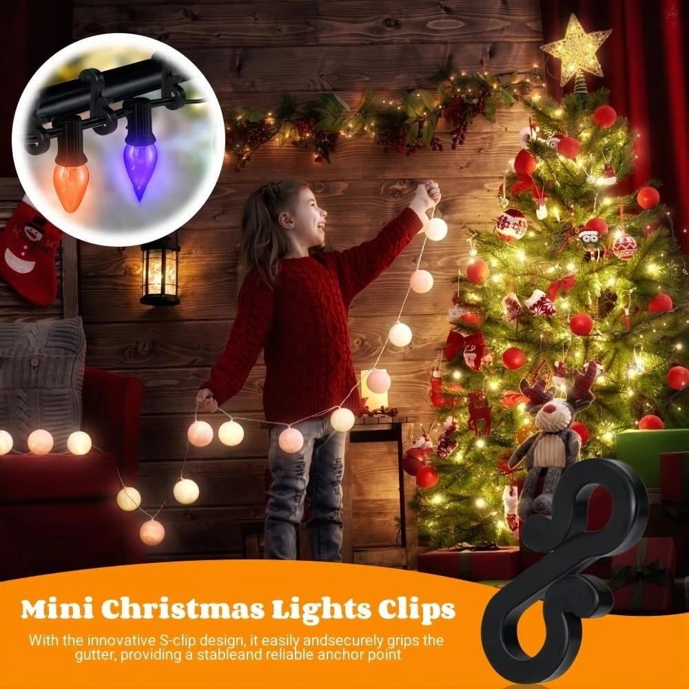 Reusable outdoor light hooks for winter decorations