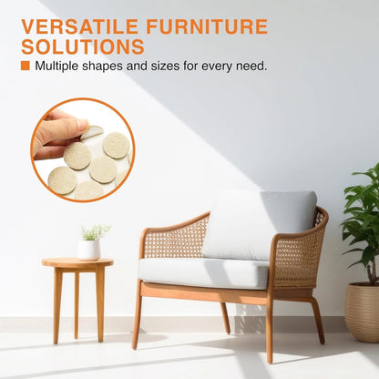 Round and square felt foam furniture pads in different sizes and shapes