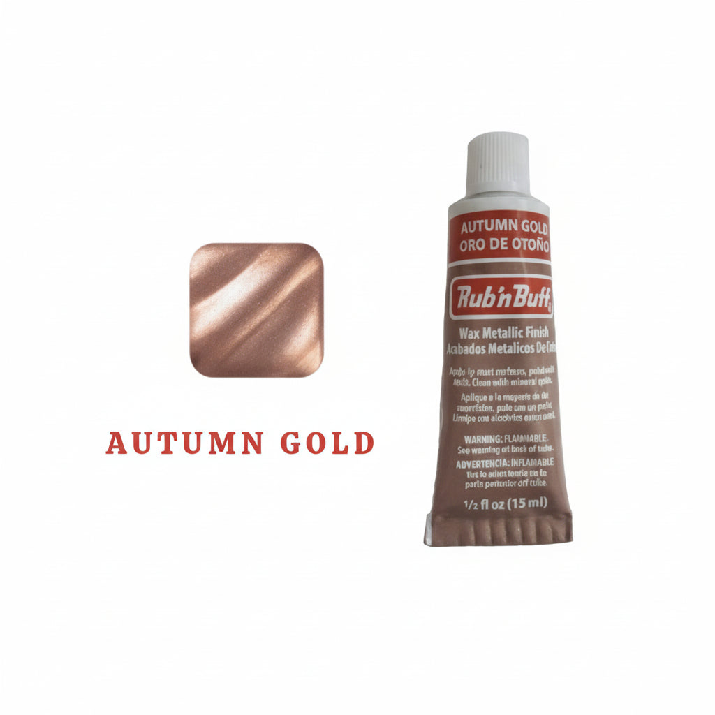 Applying Rub n Buff metallic wax on decorative surface close up