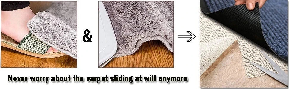 Rug slip prevention pad used on tile floor for strong grip